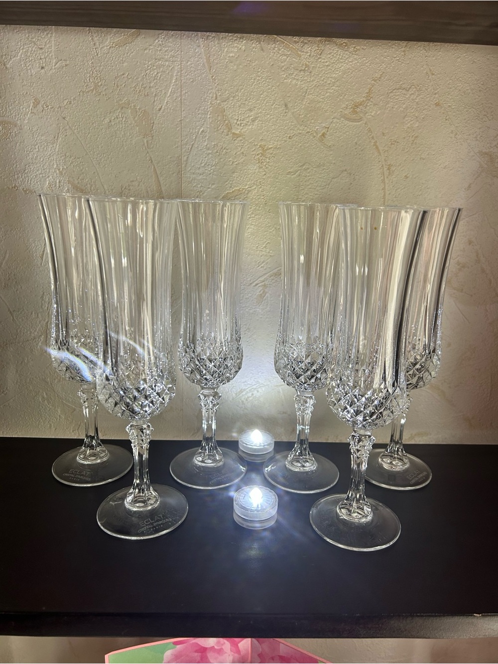 Set of 6 Cristal d’ Arques Paris Longchamp Champagne Flutes